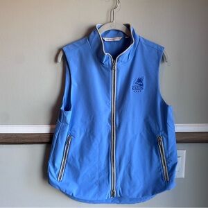 Peter Millar Surge Vest Blue Full Zip Pockets Trim Kalos Golf
